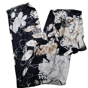 Apt. 9 100% Rayon Scarf Black White Grey Floral